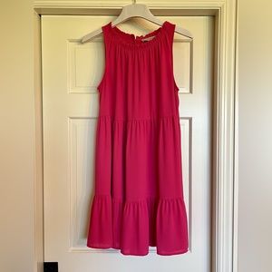 Loft Fushia Pink Tiered Swing Dress, size Medium